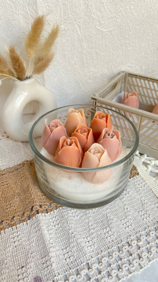 Duża świeca TULIPANY - naturalna